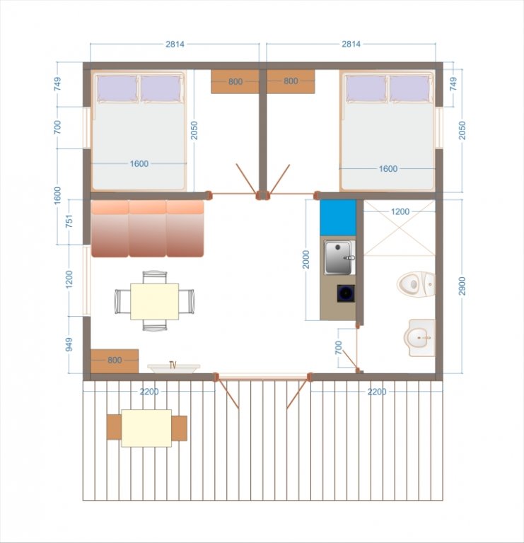 Схема одноэтажного домика №509